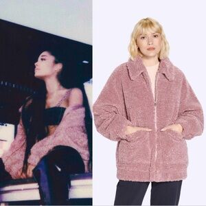 UGG Kaley Teddy Bear Coat Plush Fuzzy Cozy Jacket - Ariana Grande Pink Blush Sm